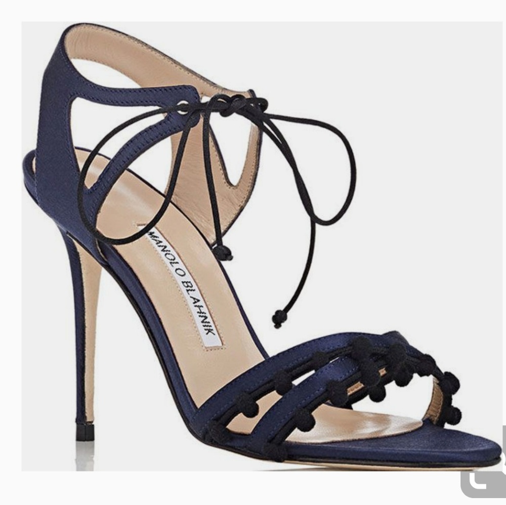 Manolo Blahnik Esparra Satin Sandals.